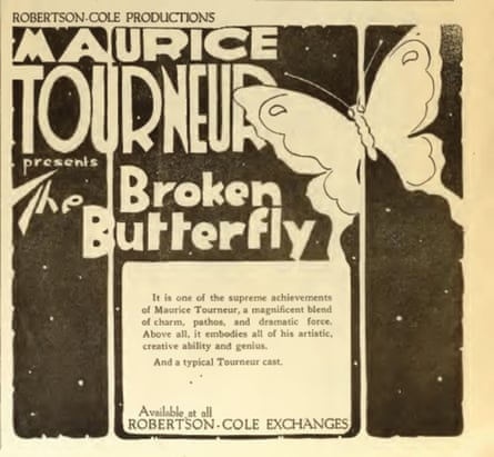 An advertisement from 1919 for Maurice Tourneur’s The Broken Butterfly, now restored by the Film Foundation.