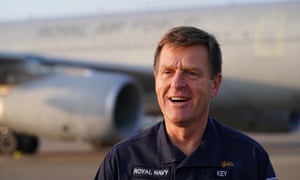 Vice-Admiral Ben Key, Chief of Joint Operations, who commands Operation Pitting, speaks to the media at RAF Brize Norton, Oxfordshire.