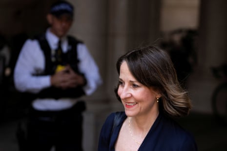 Liz Kendall, the work and pensions secretary, arriving in Downing Street for cabinet this morning.