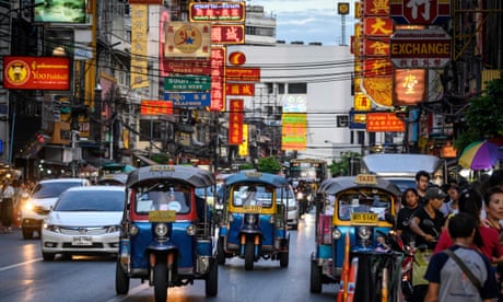 A busy road in Bangkok's Chinatown