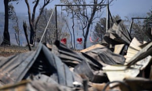 The burnt remains of a house destroyed in a bushfire at Kabra, Queensland