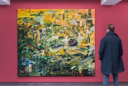 A visitor takes in Cecily Brown’s A Round Robin (2023-24) at the Serpentine South gallery in London.
