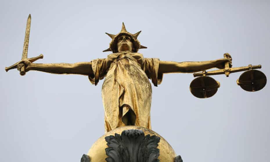 A statue of Lady Justice at the Old Bailey in London.