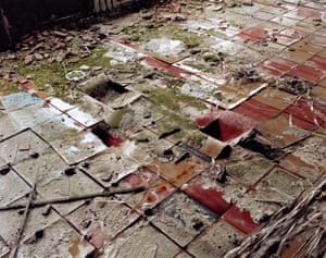 Red Floor, School Hallway, October 2004 This second-floor school hallway, already verging on collapse and littered with film reel tape was completely reduced to rubble when the roof and all four floors of a wing of the school collapsed the following year.