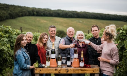 Group effort … the Wilson family who run Little Wold Vineyard near South Cave. Yorkshire, UK