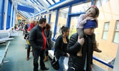 People queue for the MMR vaccination at the Princess of Wales Hospital in Bridgend