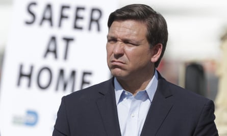 Ron DeSantis at the Hard Rock stadium on 30 March 2020, in Miami Gardens, Florida, during the Covid epidemic.
