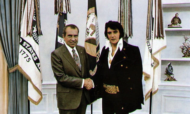Richard Nixon meets with Elvis Presley at the White House in 1970