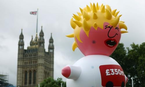 Boris Johnson Blimp Lifts Off Outside Parliament In Anti Brexit March Video Politics The Guardian