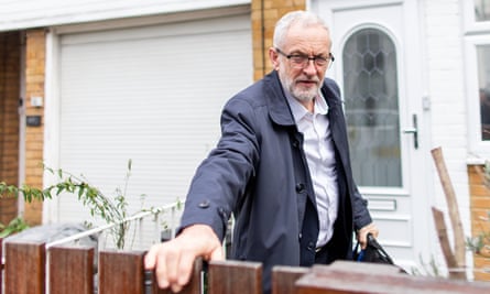 Jeremy Corbyn leaving his home in north London.