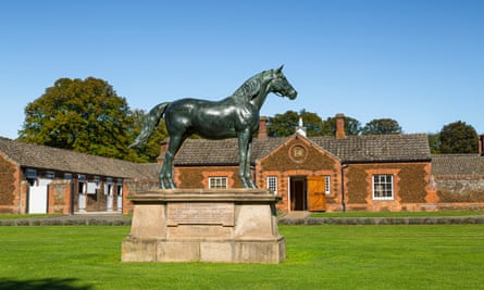 Statue of a racehorse at the Royal Stud at Sandringham.