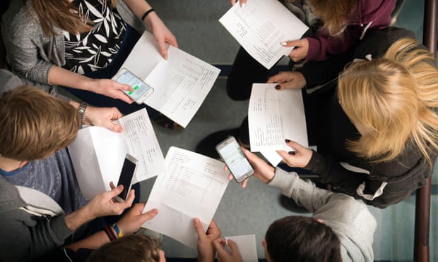 Students check their results on A-Level results day