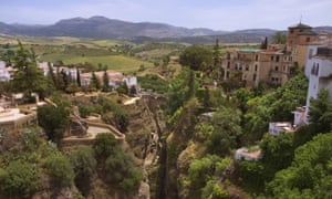 Countryside view from the bridge, Puente Nuevo, in Ronda, Spain.
