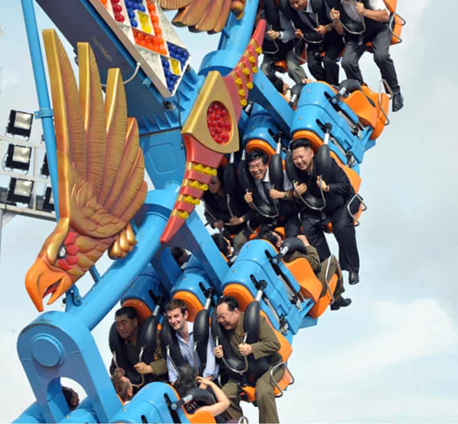 Kim enjoys a ride at the Rungna People’s Pleasure Ground in Pyongyang