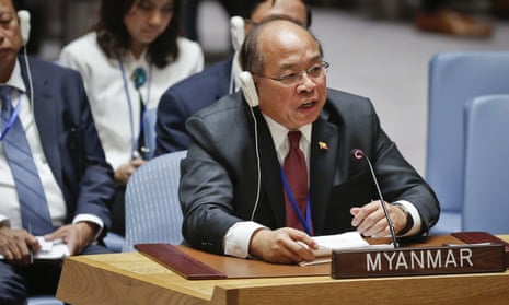 Myanmar security adviser U Thaung Tun addresses the UN security council.