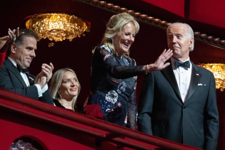 Hunter Biden behind Jill and Joe Biden at the Kennedy Center Honors in Washington.
