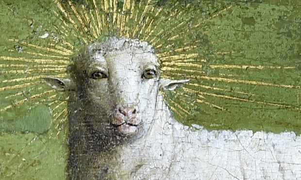 The eyes of a human … the lamb in the restored altarpiece.