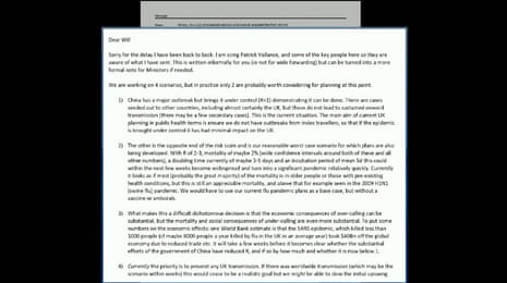 Email from Whitty to No 10