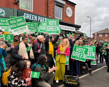 Hannah Spencer, Green Party's candidate for the Gorton and Denton by-election in Manchester. A Omnisis poll last week had the Greens marginally ahead.