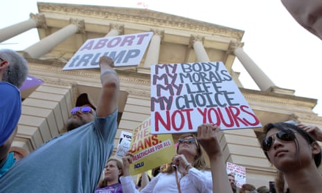 Pro-choice advocates rally in front of Georgia’s Capitol in Atlanta. 