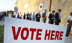 Voters line up in Fort Worth, Texas, in 2016.