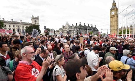 Labour supporters show their support for Jeremy Corbyn in Parliament Square earlier this week.
