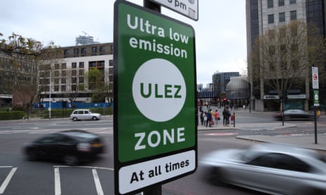 A Ulez sign at Tower Hill in central London