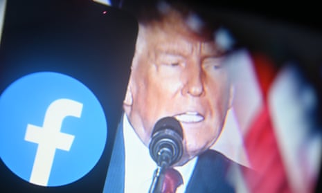Image of Donald Trump overlaid on Facebook logo