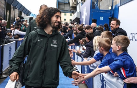 Chelsea's Marc Cucurella arriving at Stamford Bridge before the match