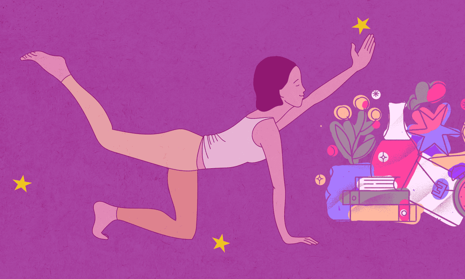 An illustration of a woman doing a yoga move.