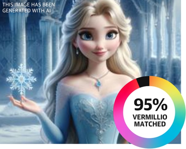 Image of the character Elsa from the animated film Frozen created by ChatGPT.