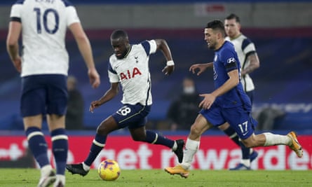 Tanguy Ndombele in action for Spurs at Chelsea