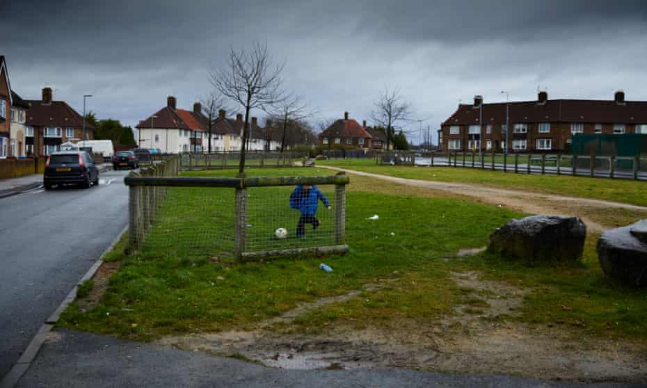 KNOWSLEY, 23 December 2016 - Boys playing on Pennard Avenue in Knowsley borough, one of the most deprived council areas in the country and now the only authority where no schools offer A-level courses. **parental permission granted. 69 Pennard Ave** Christopher Thomond for The Guardian.