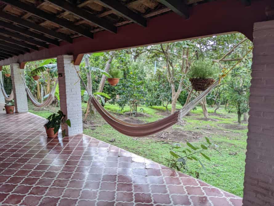 A hammock and gardens at La Siguata women's healing centre in Honduras