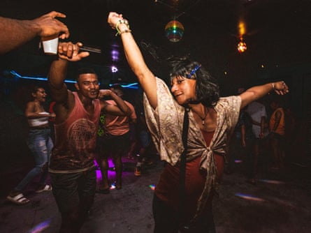 Monica dancing at the nightclub in Savusavu.