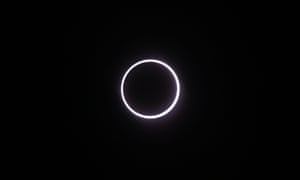 Photo of the annular solar eclipse taken on Thursday in Saint-Louis, on the Indian Ocean island of La Reunion.