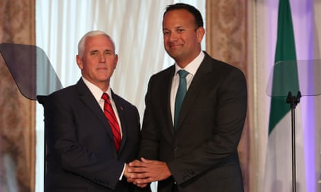 Mike Pence and Leo Varadkar at a press conference in Dublin.