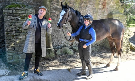 Bez with Mystic Moonshadow and groom Jess Barraclough at Jedd O’Keeffe’s stables.