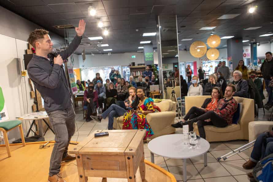 Founder Tom Bailey speaks at the Jump event in Guilford.