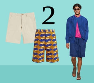2. Bermuda shorts Good news if you are not a short shorts fan: its beach reign is over and the Bermuda is back. Roomy tailored shorts were seen on the runway at Giorgio Armani, Casablanca and Fendi. Choose from vivid prints to classic white... and everything in between. Invest in a block colour to brighten your summer wardrobe. From left: Cream, £95, tedbaker.com. Printed, £80, Acne Studios (outnet.com). Giorgio Armani SS22