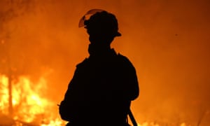A firefighter near Potato Point on NSW south coast on 23 January.