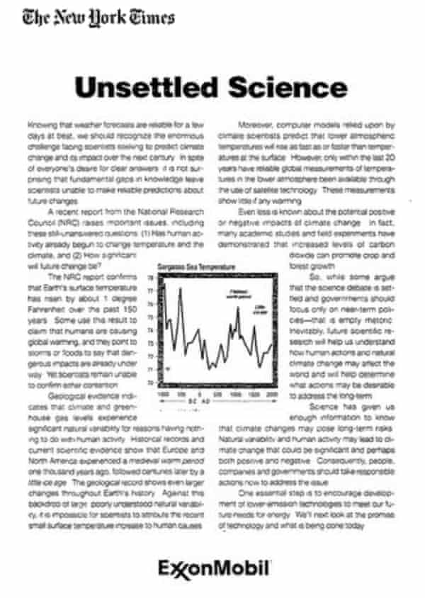 An Exxon advertisement in the New York Times.