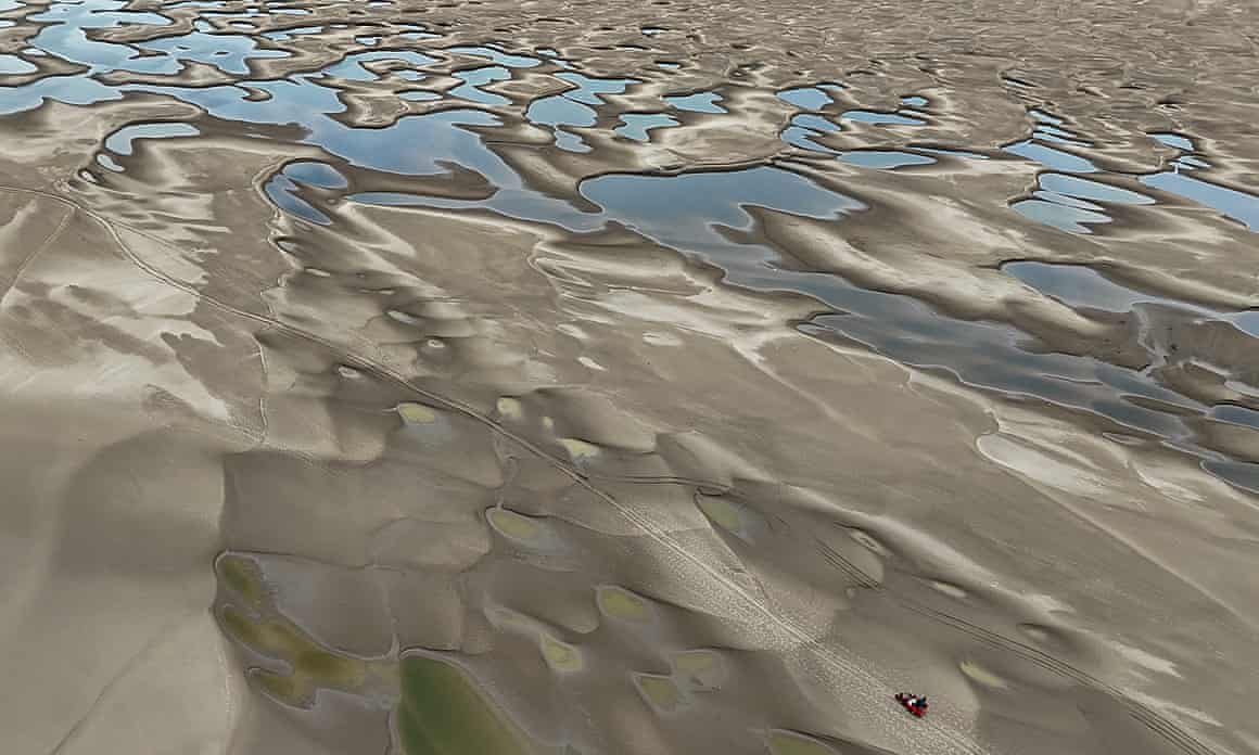 Aerial image of a drying riverbed