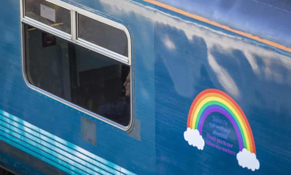 Rainbow message on a train