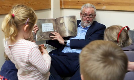 Jeremy Corbyn reading story to schoolchildren