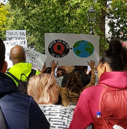 QAnon signs displayed at a Freedom for the Chlidren event in London
