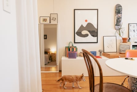 Wonton walks through the living area