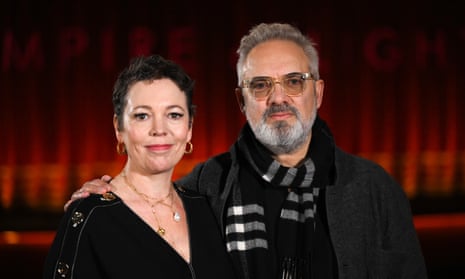 Sam Mendes with Olivia Colman at a screening of the director’s new film, Empire of Light