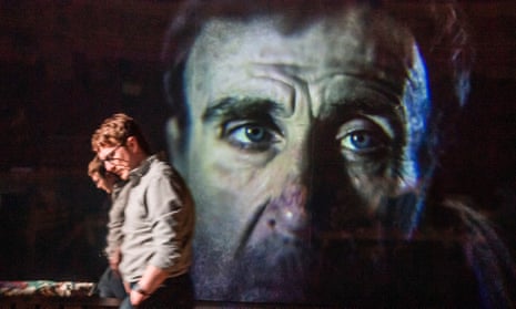 Compelling … Joe McGann (on screen) plays the stricken Alex, with Jack Wilkinson as the son who wants to assist his death.
