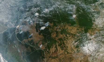 A Nasa images shows several fires burning in Brazilian states